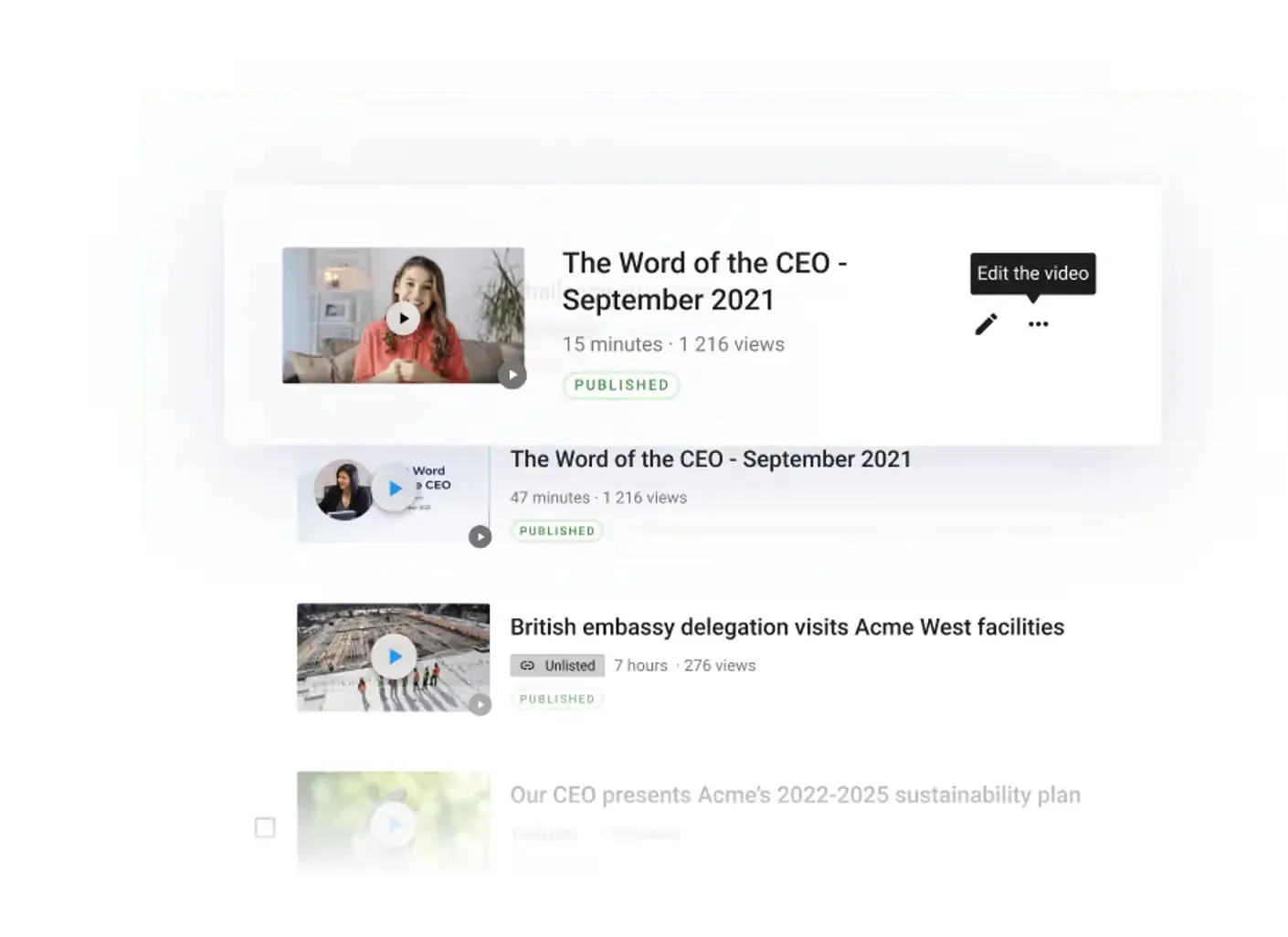 企業の動画を一元管理